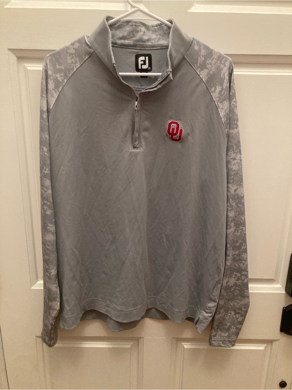 FootJoy Gray Quarter-Zip Pullover with Red OU Patch